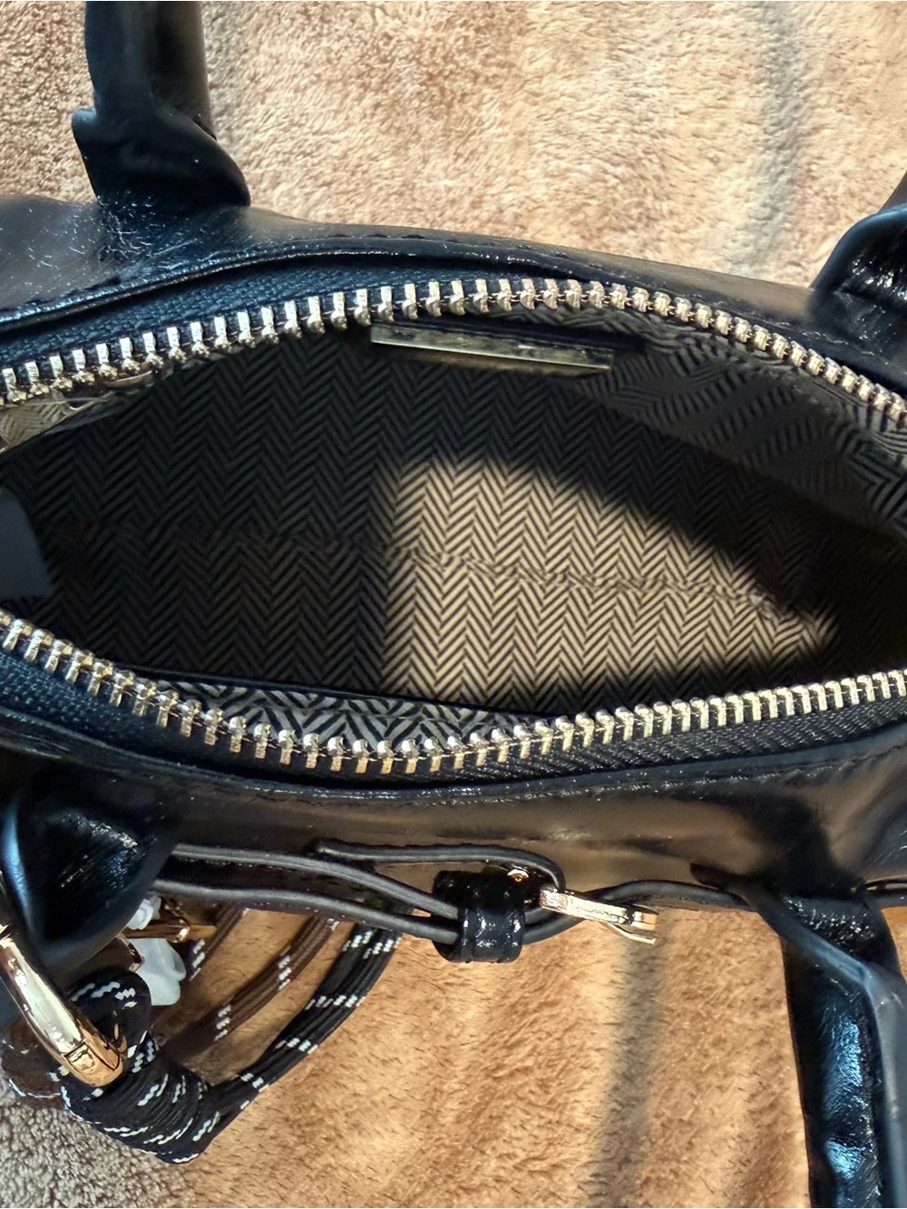 Urban Expressions Black Satchel with Tassel Charm